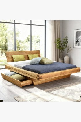 Dubová posteľ z hranolov, prírodná, Matus 180 x 200 cm